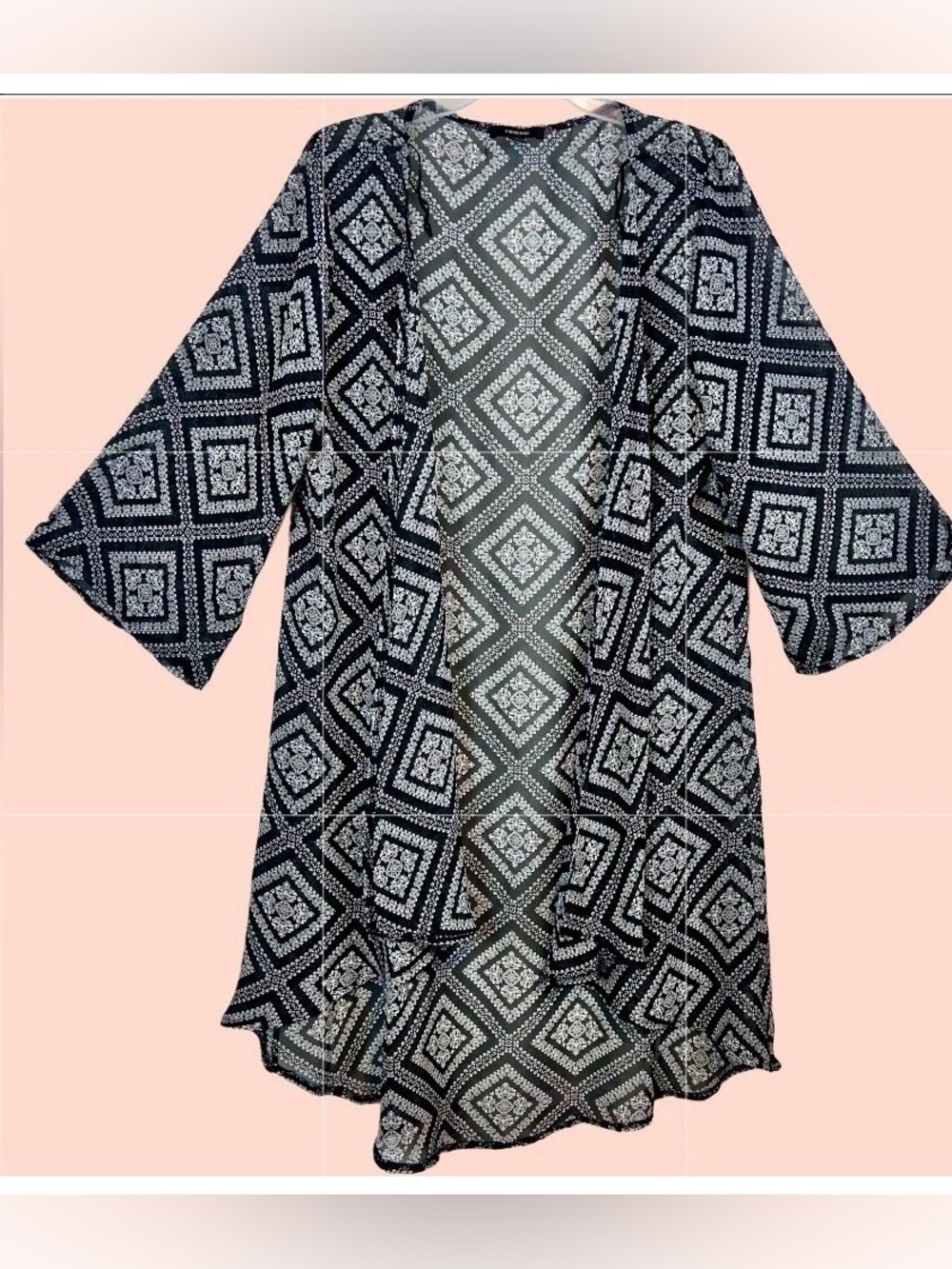 Espresso Woman’s Sheer Open Front kimono style Cardigan Coverup Jacket / size XL